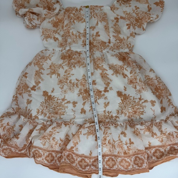 Boho Puff Sleeve Mini Dress | Rust Floral | Blu Pepper Size S - Picture 4 of 6